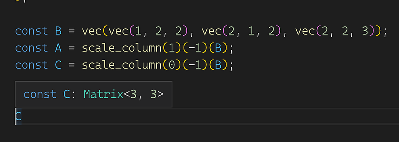 Building strongly typed vectors and matrices in TypeScript