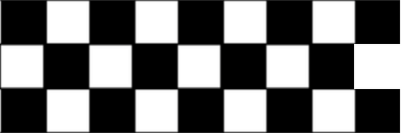 A 3x9 grid with alternating filled and empty cells